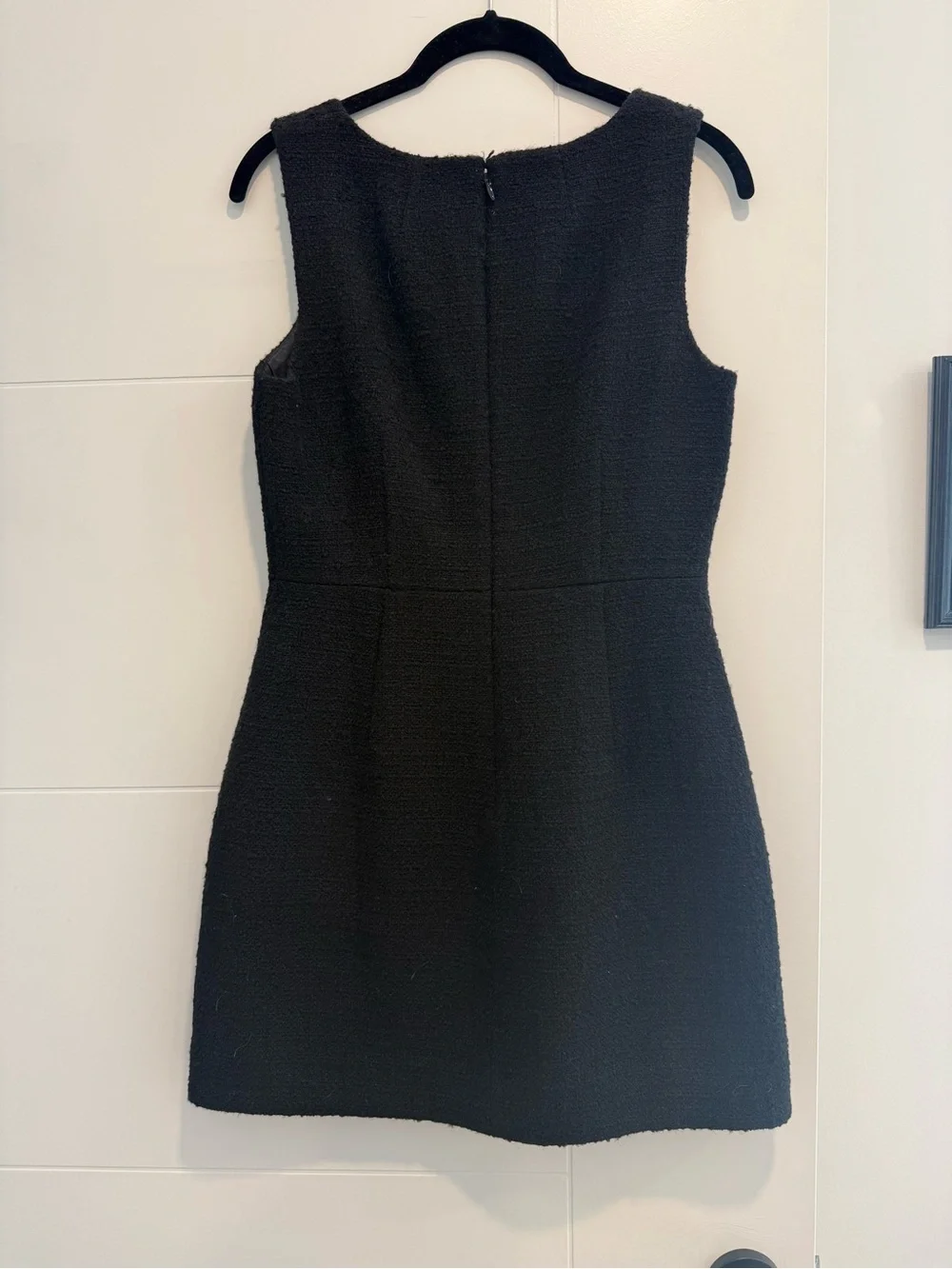 J. Crew Black Tweed Sleeveless Jewel-Button Mini Dress